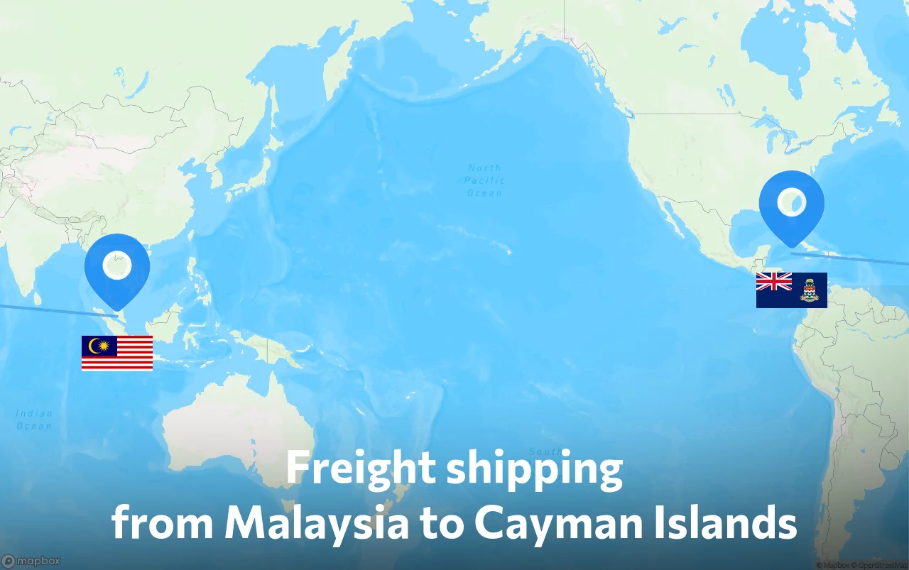 Shipping route from Malaysia to Cayman Islands