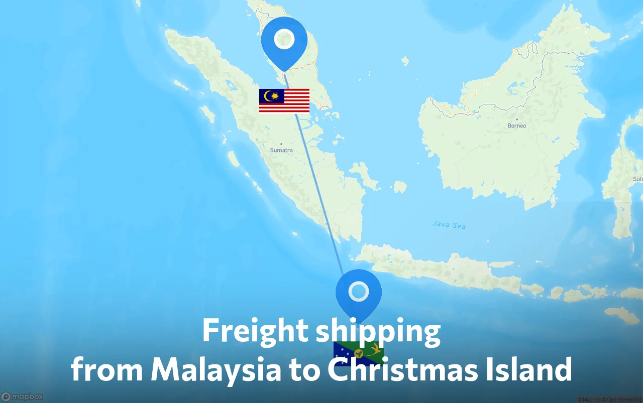 Shipping route from Malaysia to Christmas Island