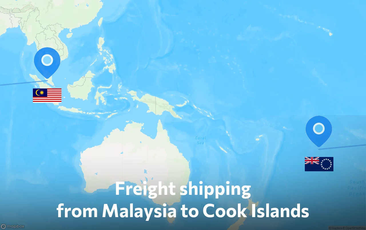 Shipping route from Malaysia to Cook Islands