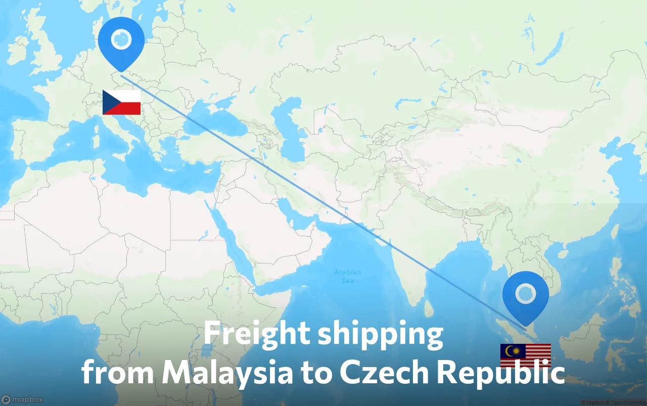 Shipping route from Malaysia to Czech Republic