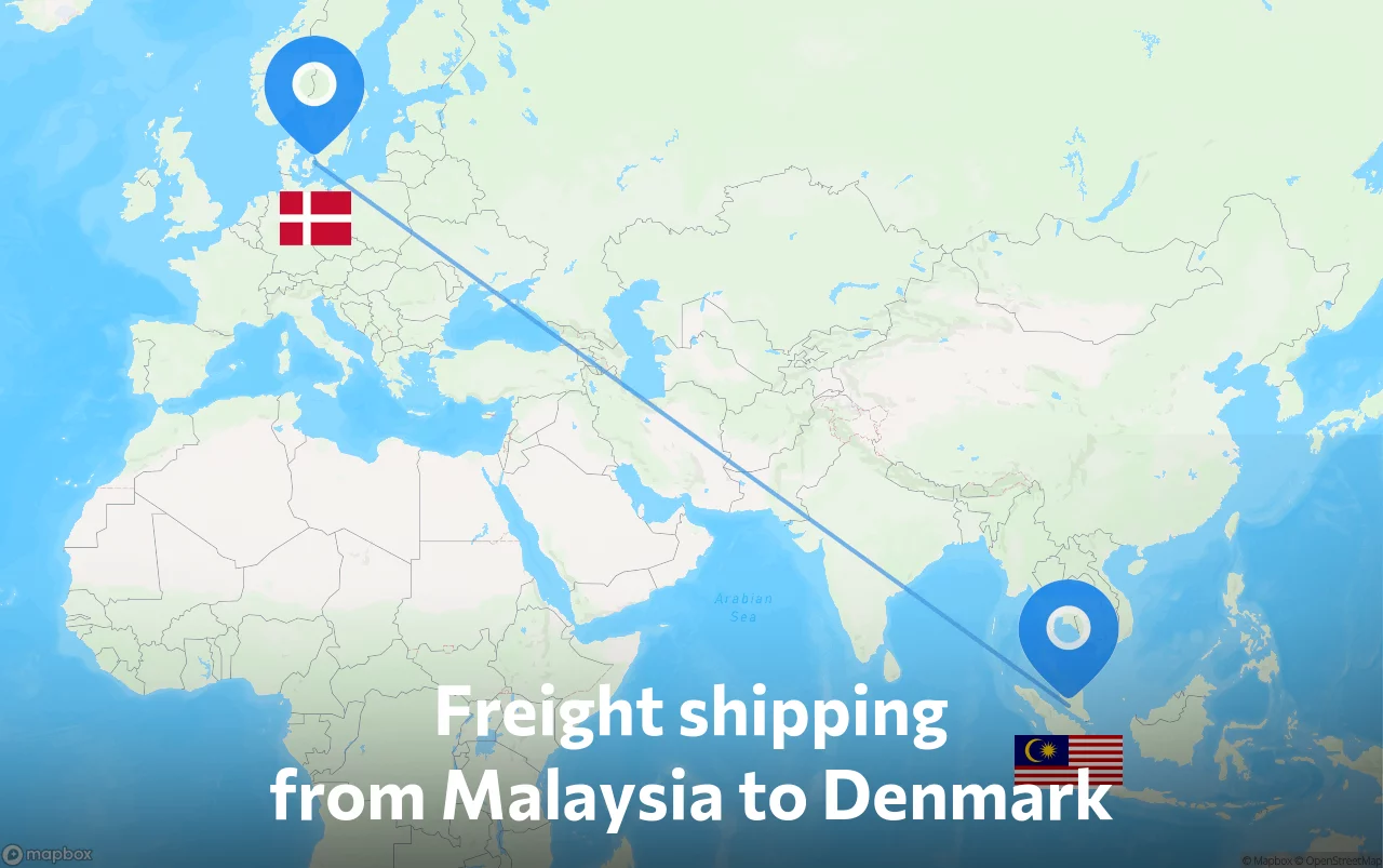 Shipping route from Malaysia to Denmark