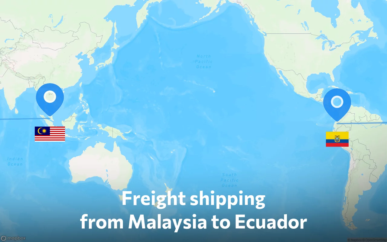 Shipping route from Malaysia to Ecuador