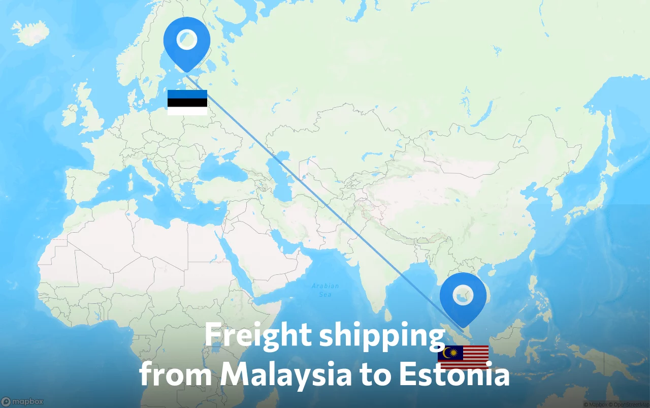 Shipping route from Malaysia to Estonia