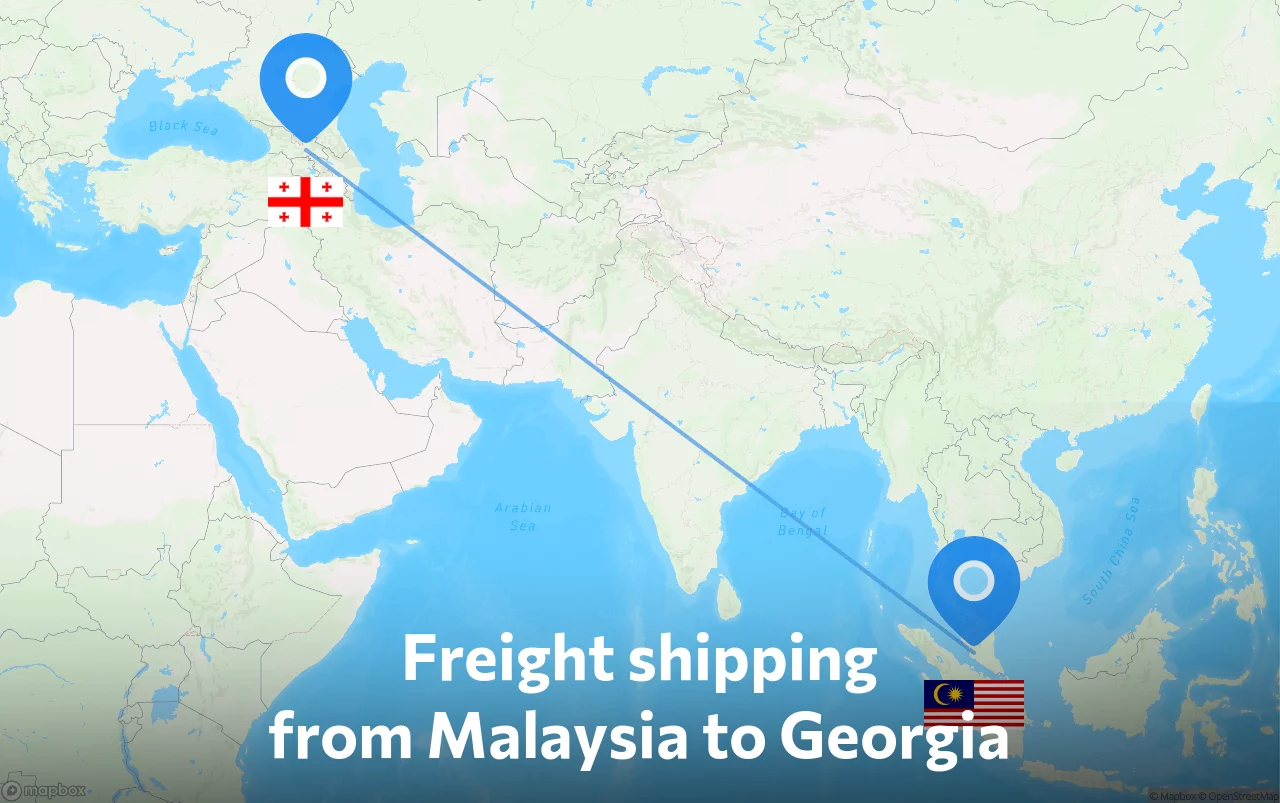 Shipping route from Malaysia to Georgia