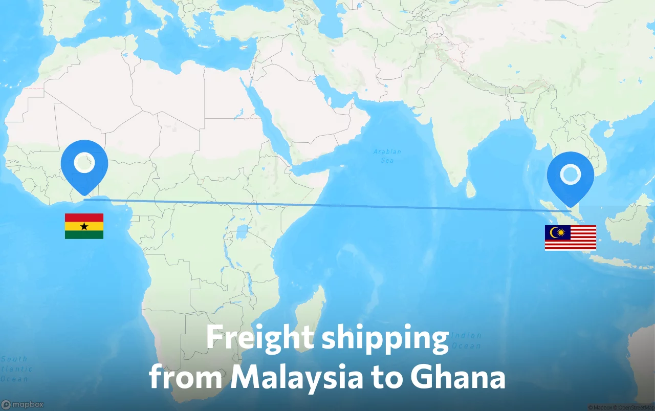 Shipping route from Malaysia to Ghana
