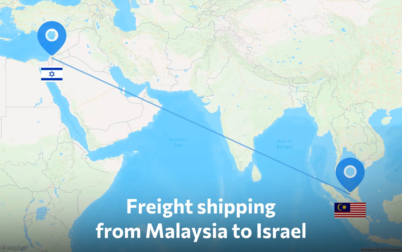 Shipping route from Malaysia to Israel