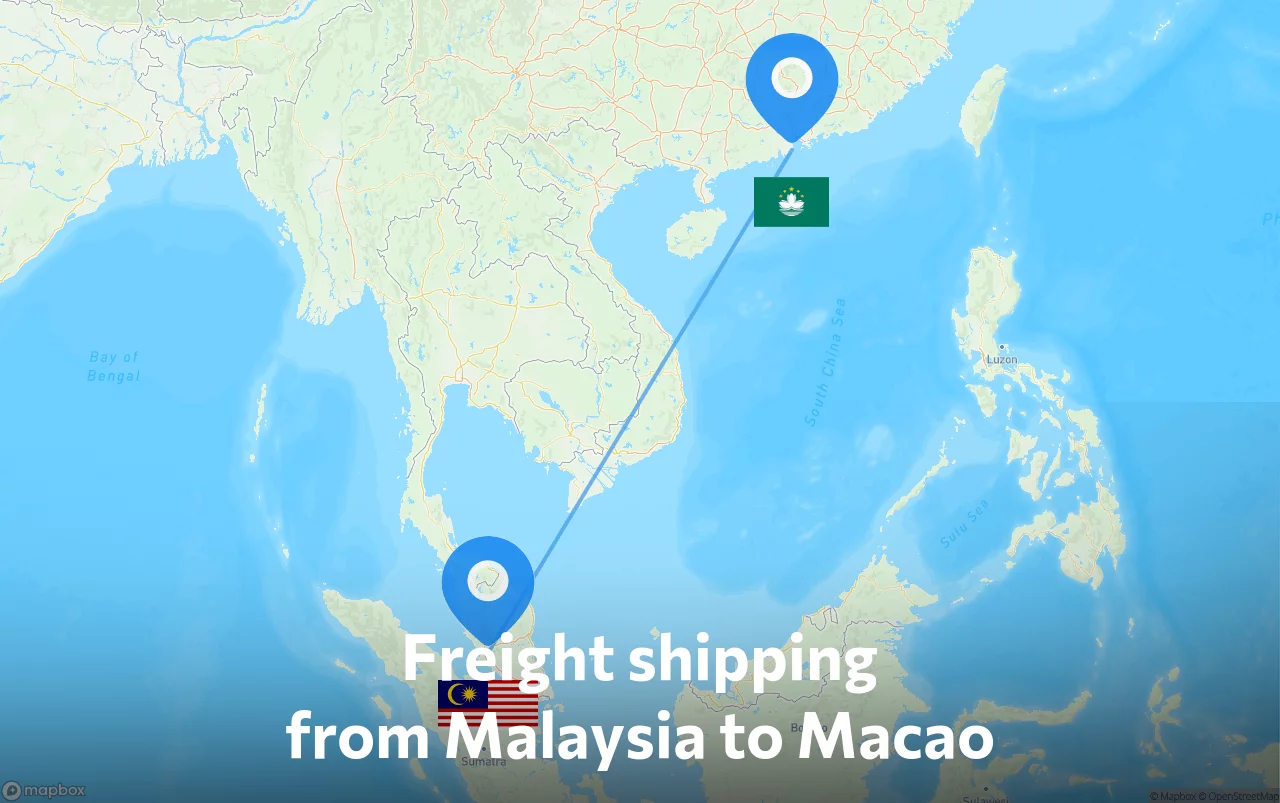 Shipping route from Malaysia to Macao