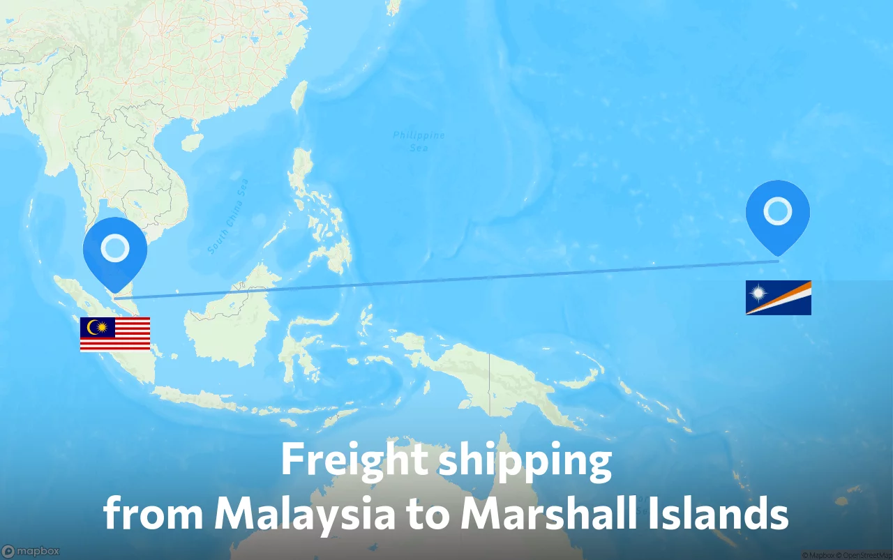 Shipping route from Malaysia to Marshall Islands