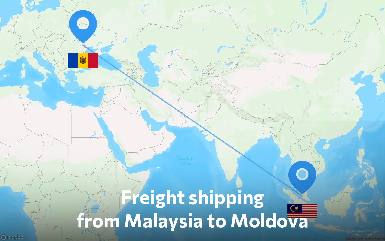 Shipping route from Malaysia to Moldova