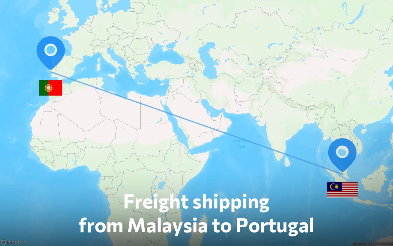 Shipping route from Malaysia to Portugal