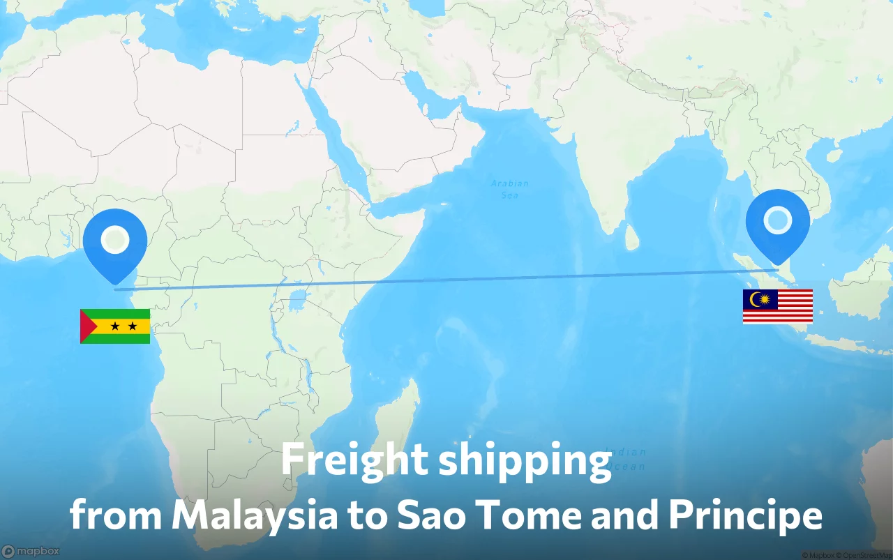 Shipping route from Malaysia to Sao Tome and Principe