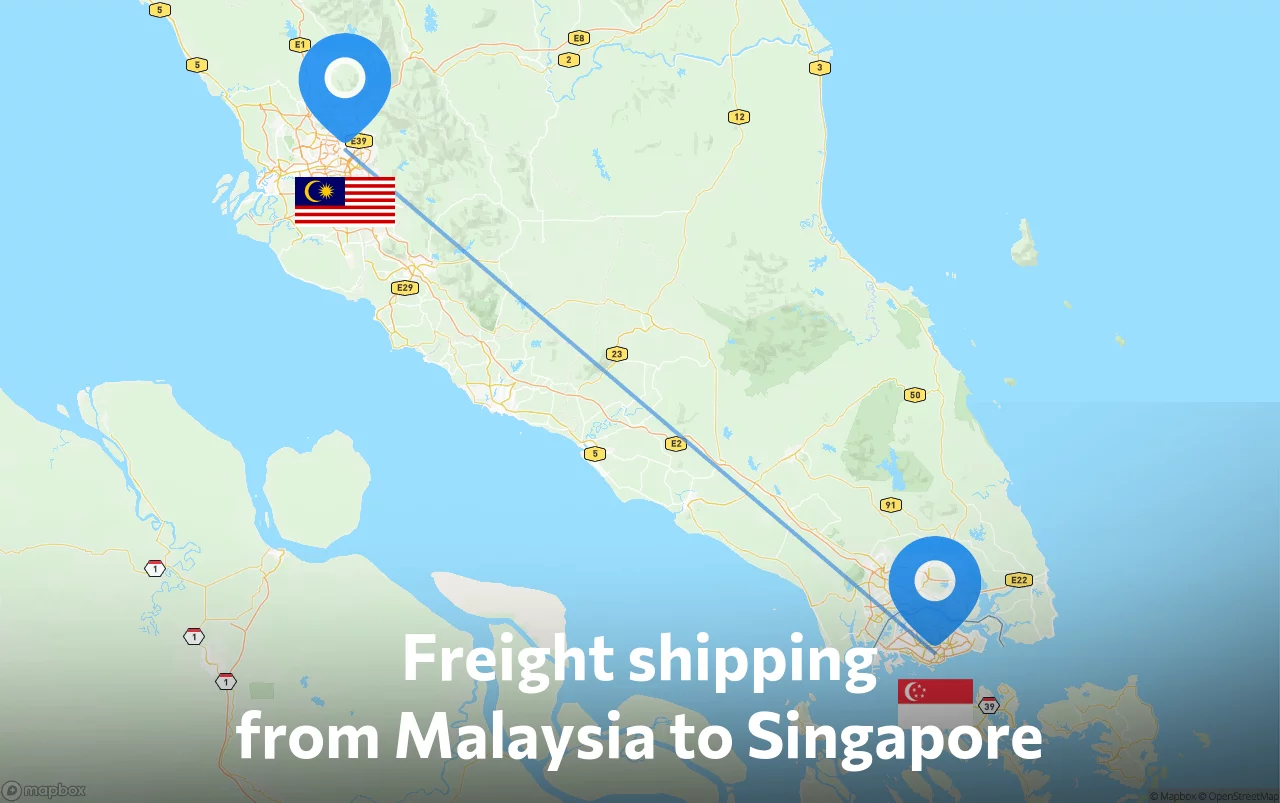 Shipping route from Malaysia to Singapore
