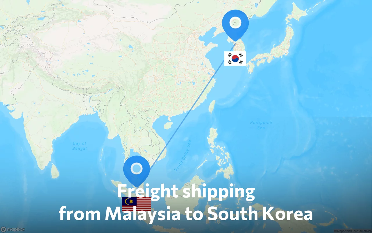 Shipping route from Malaysia to South Korea