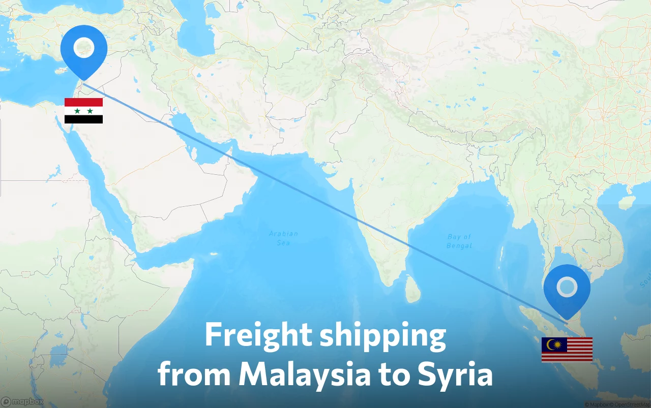 Shipping route from Malaysia to Syria