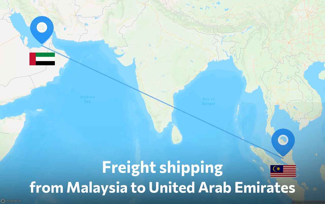 Shipping route from Malaysia to United Arab Emirates