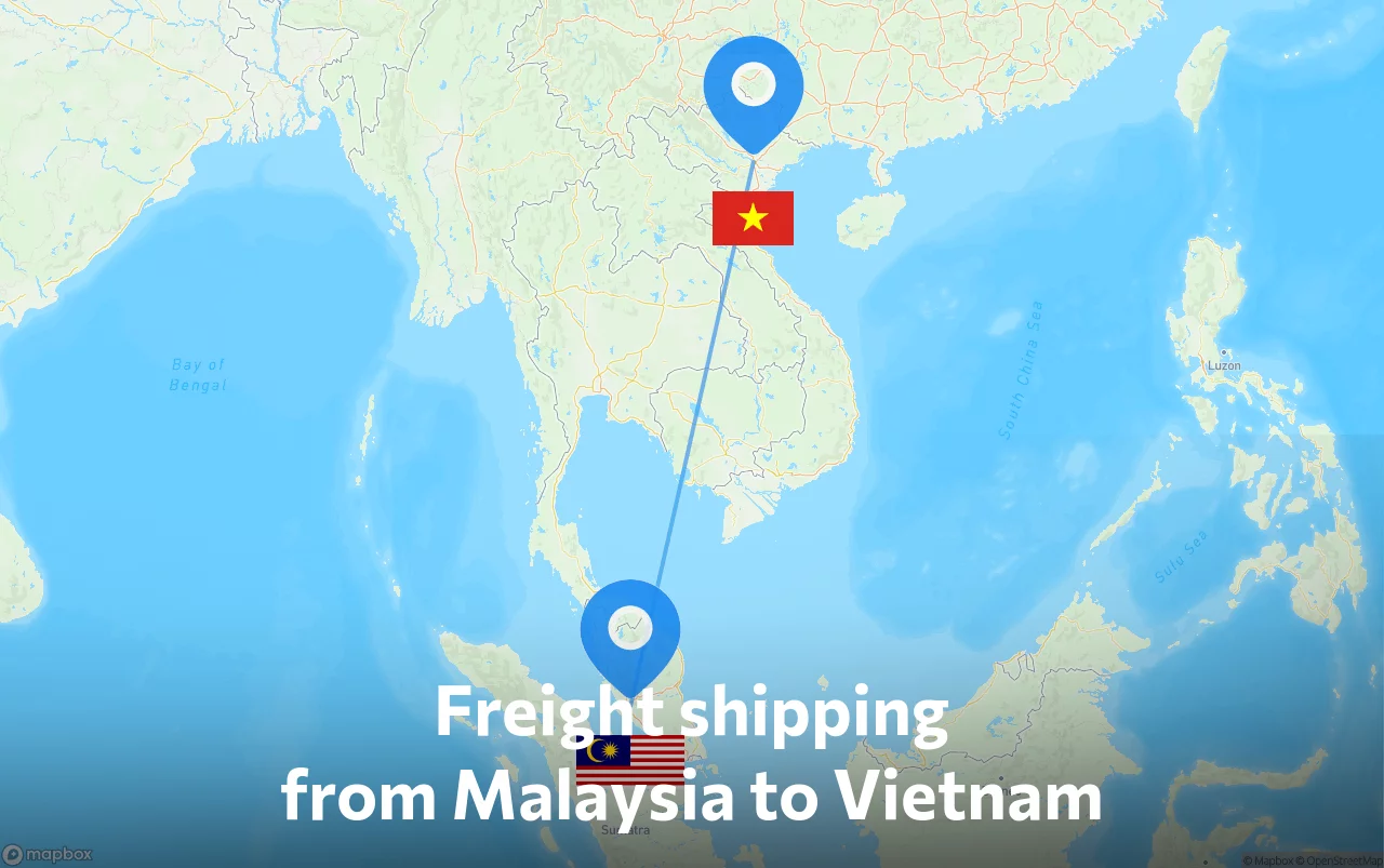 Shipping route from Malaysia to Vietnam
