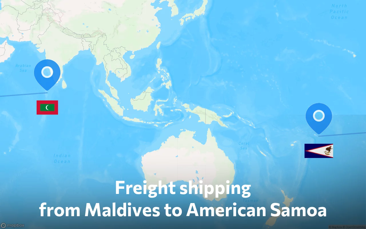 Shipping route from Maldives to American Samoa