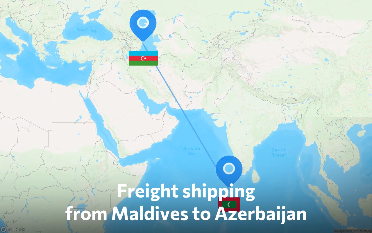 Shipping route from Maldives to Azerbaijan