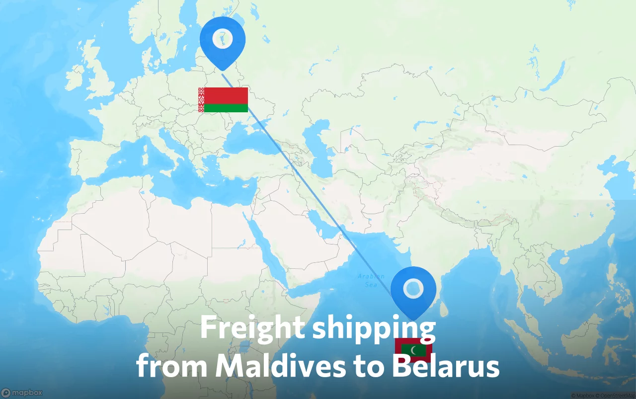 Shipping route from Maldives to Belarus