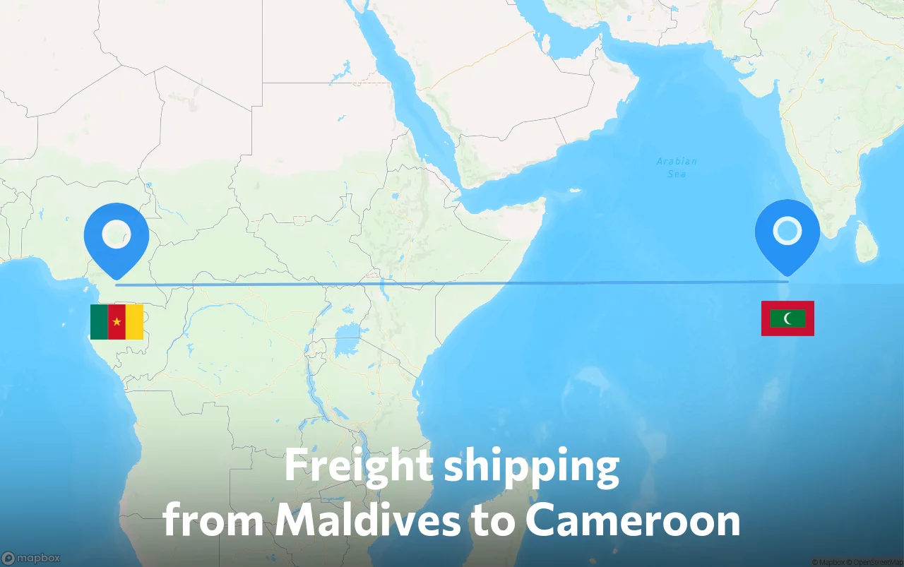 Shipping route from Maldives to Cameroon
