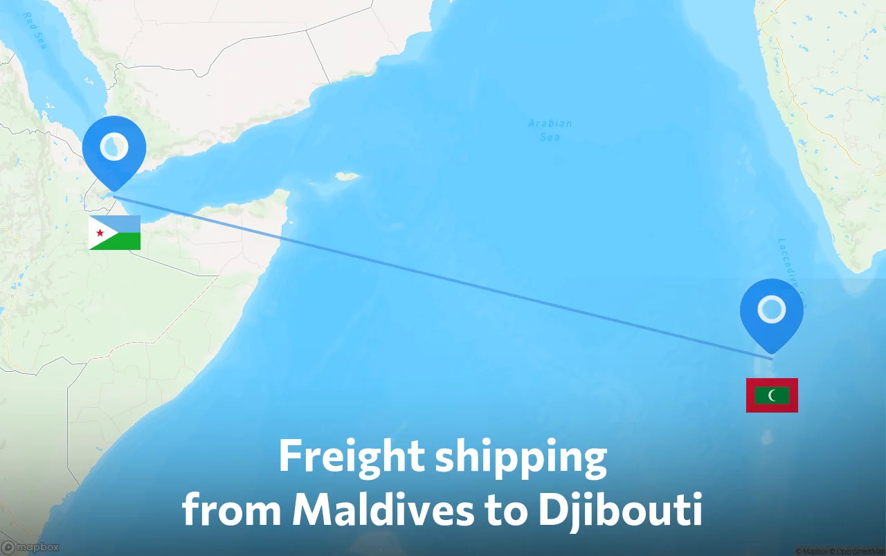 Shipping route from Maldives to Djibouti