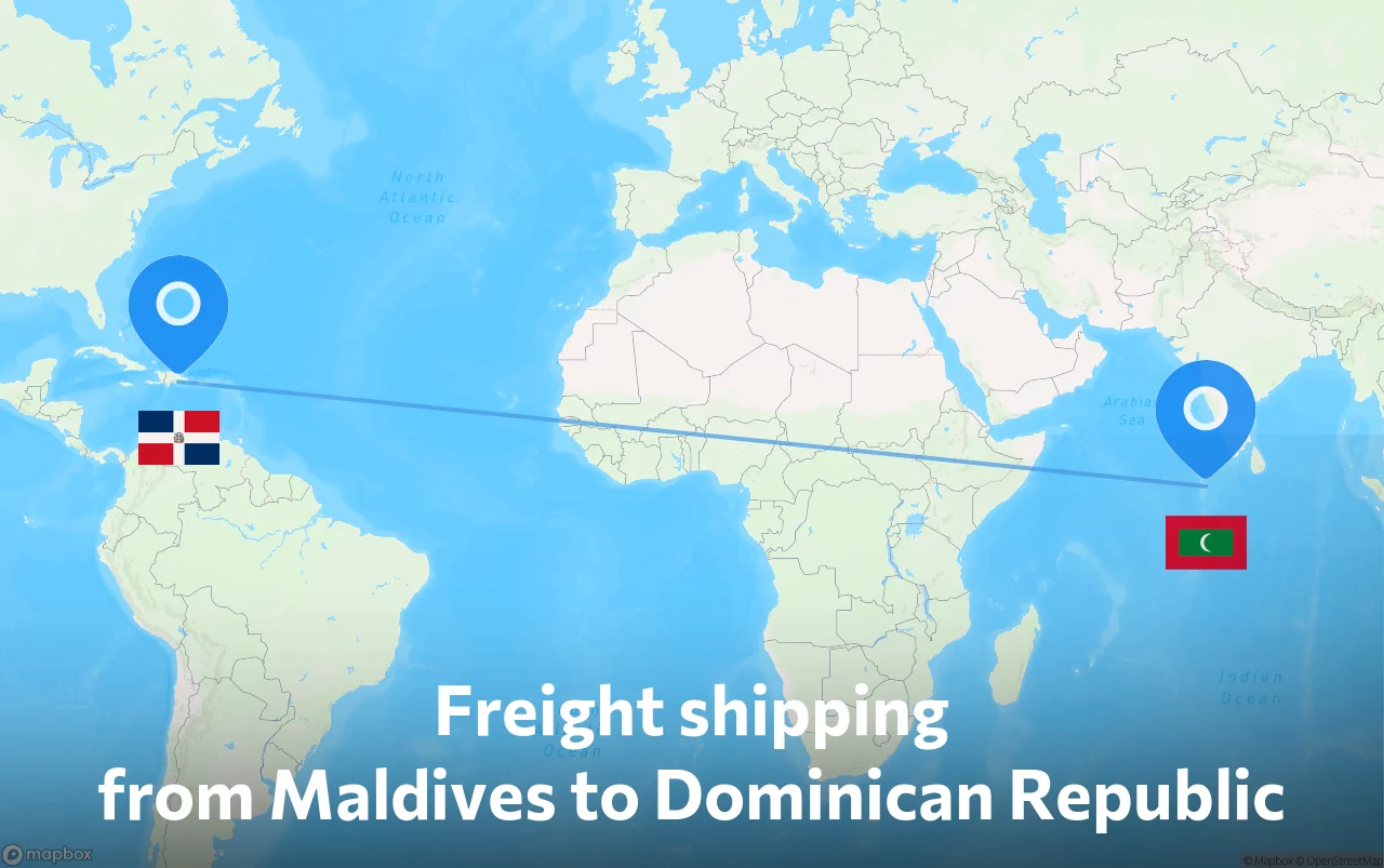 Shipping route from Maldives to Dominican Republic