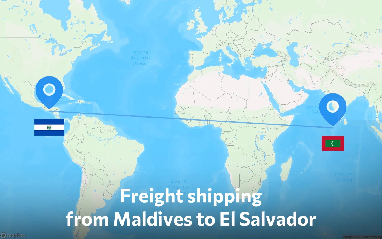 Shipping route from Maldives to El Salvador