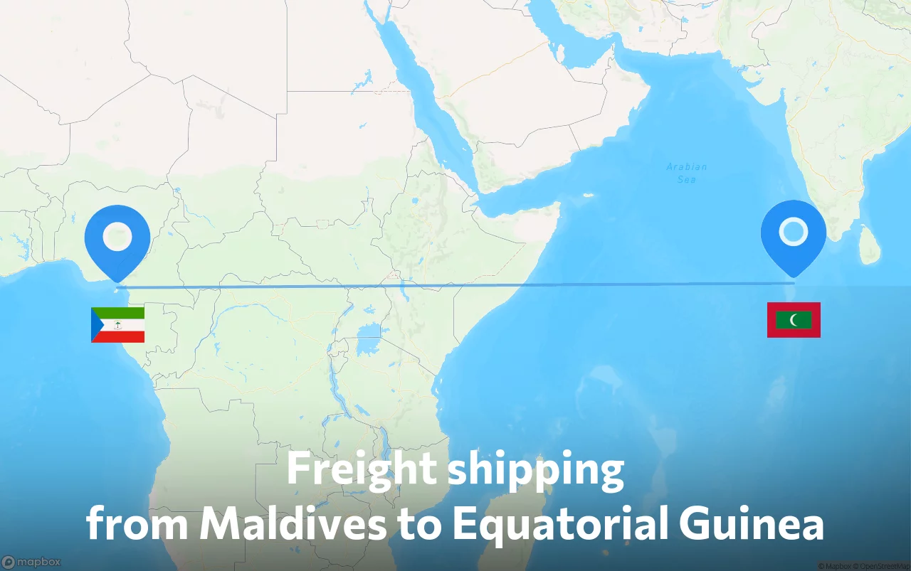 Shipping route from Maldives to Equatorial Guinea