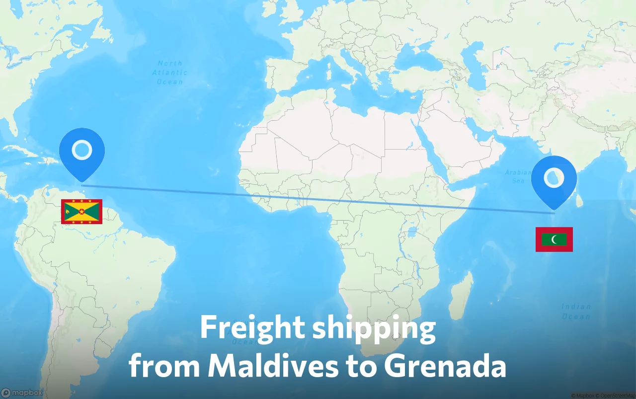 Shipping route from Maldives to Grenada