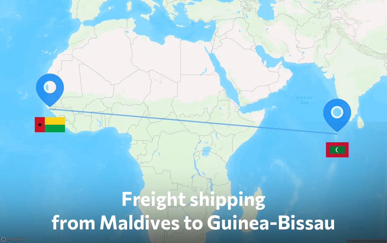 Shipping route from Maldives to Guinea-Bissau
