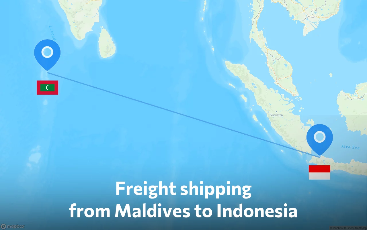 Shipping route from Maldives to Indonesia
