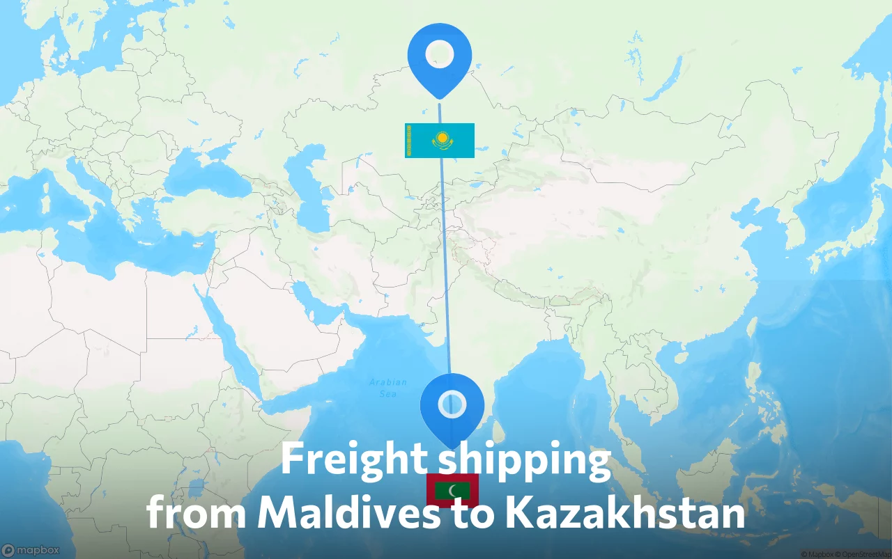 Shipping route from Maldives to Kazakhstan