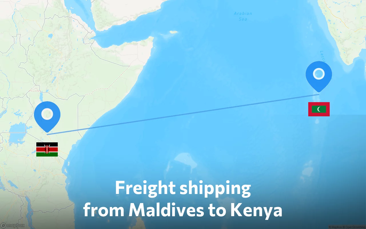 Shipping route from Maldives to Kenya