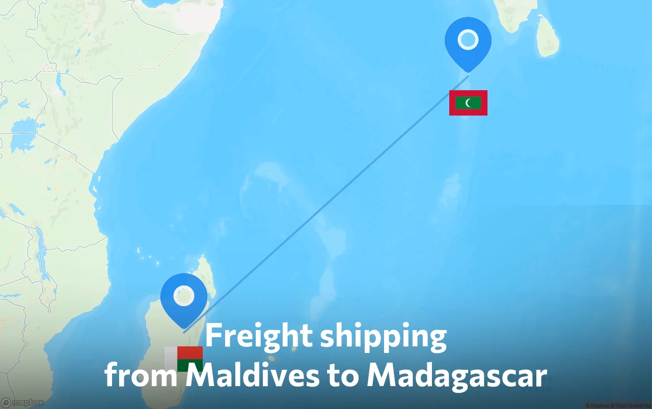 Shipping route from Maldives to Madagascar