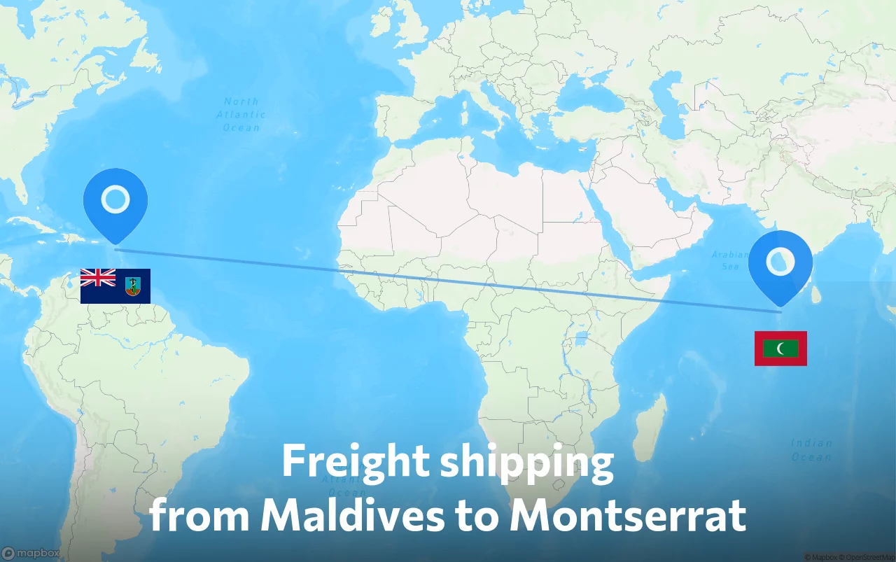 Shipping route from Maldives to Montserrat