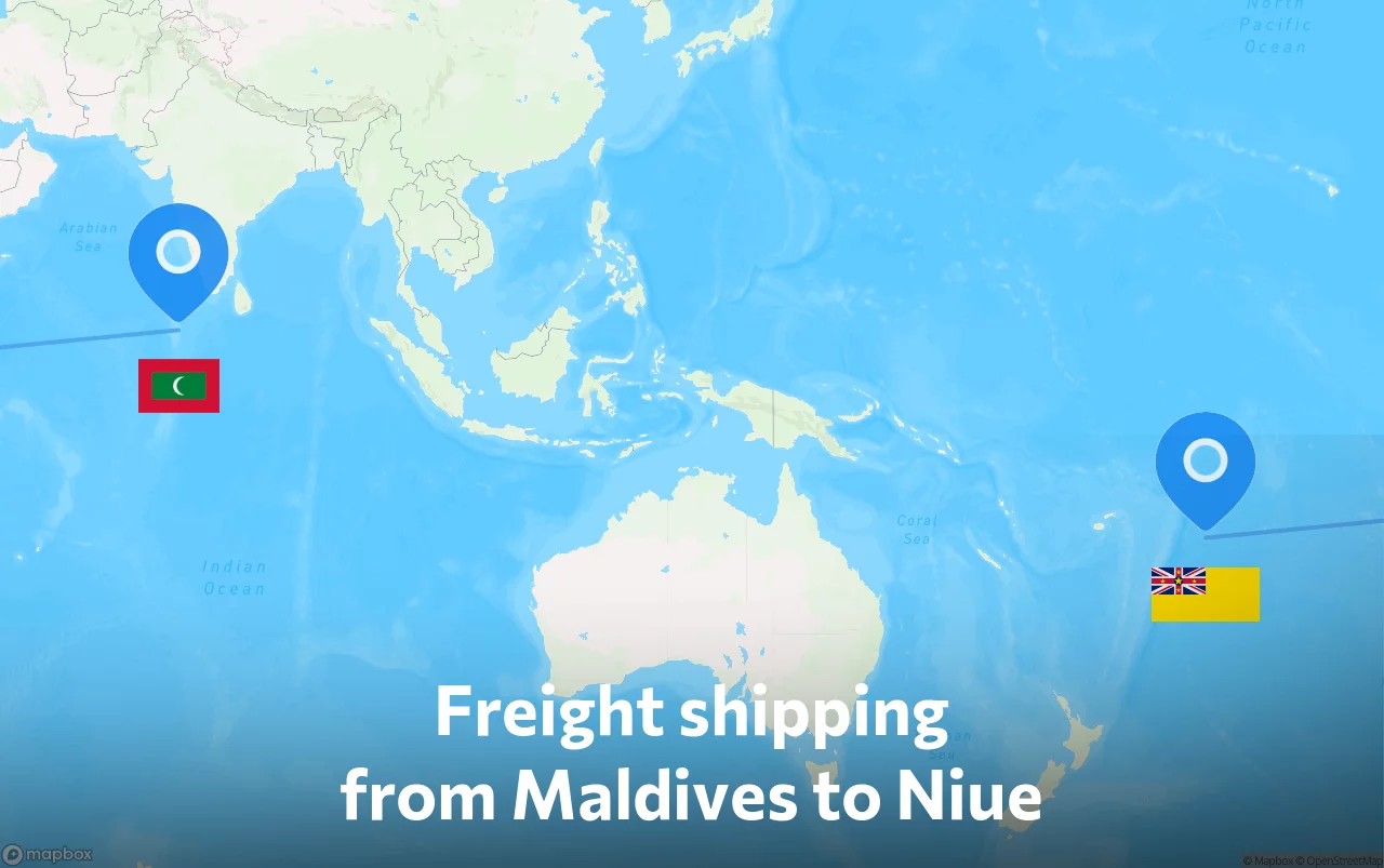 Shipping route from Maldives to Niue