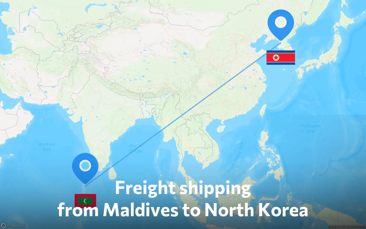 Shipping route from Maldives to North Korea