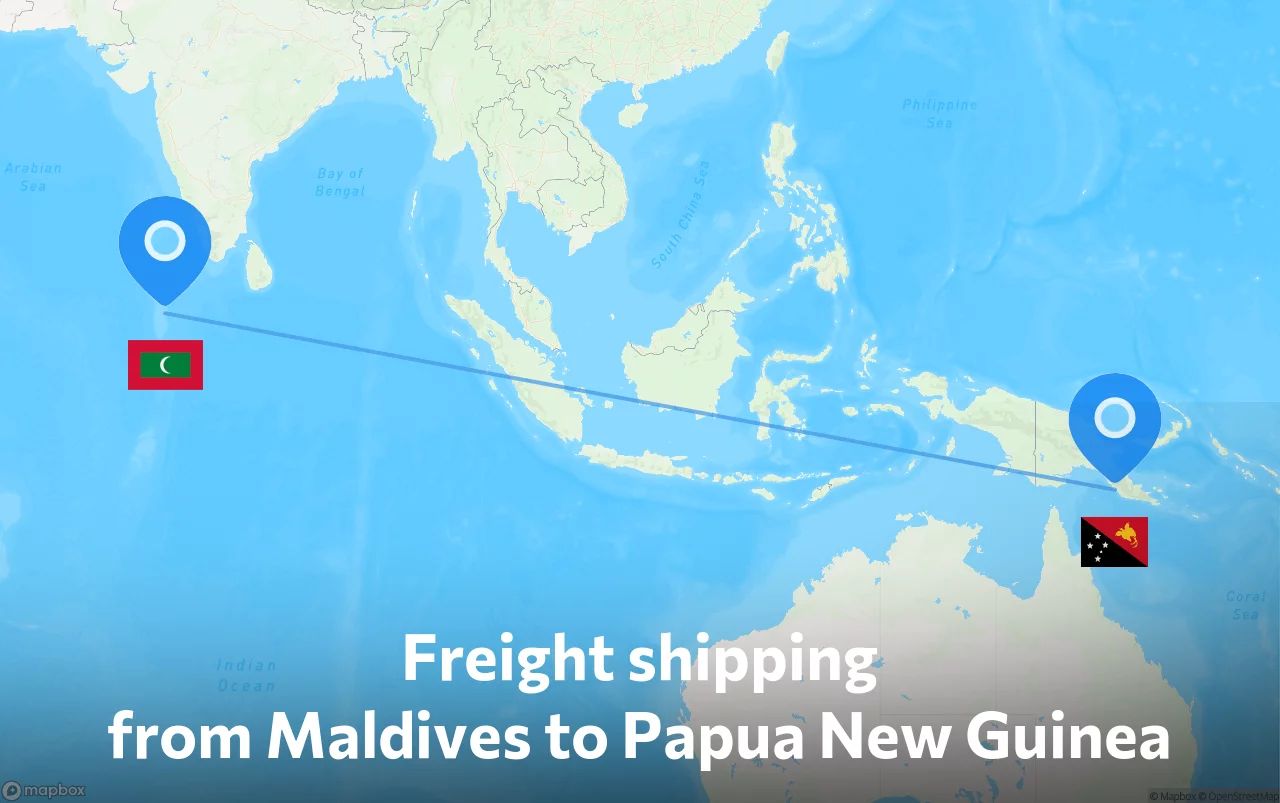 Shipping route from Maldives to Papua New Guinea