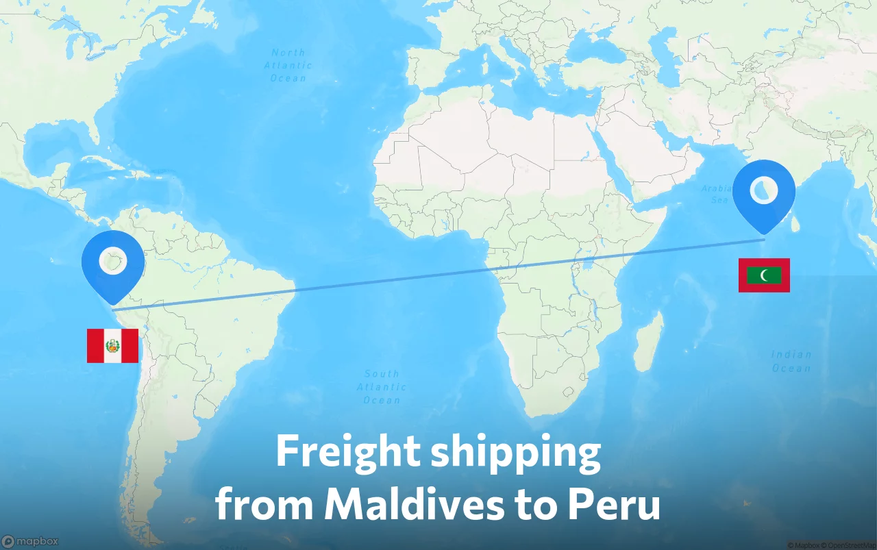 Shipping route from Maldives to Peru