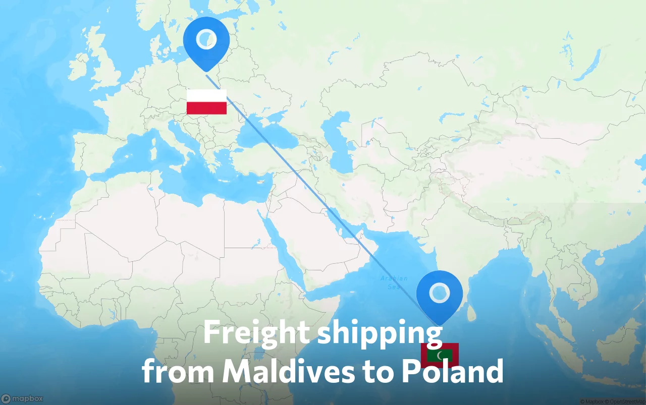 Shipping route from Maldives to Poland