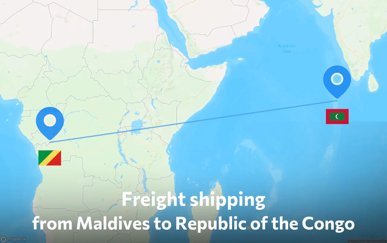 Shipping route from Maldives to Republic of the Congo
