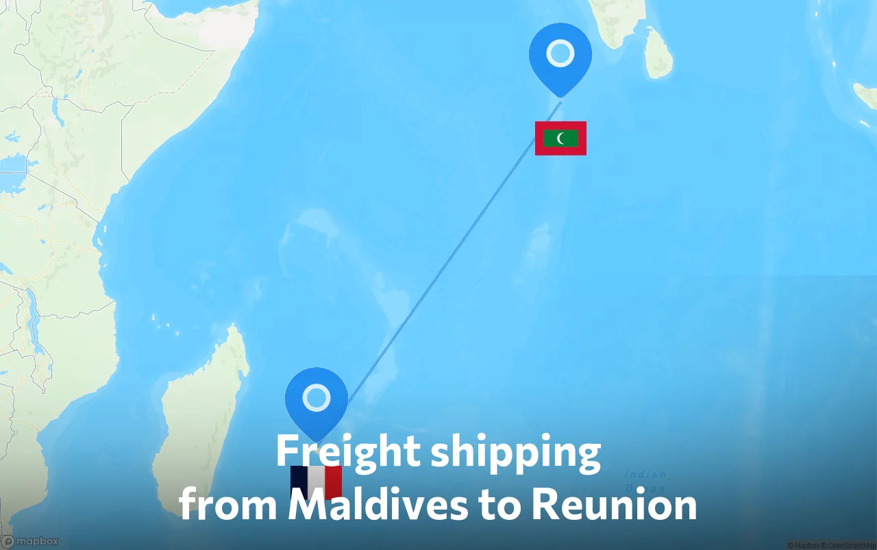 Shipping route from Maldives to Reunion