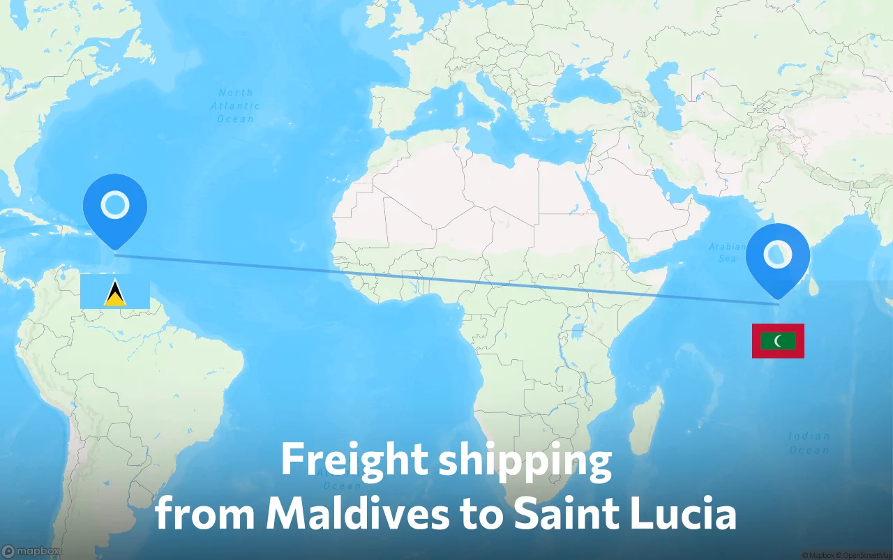 Shipping route from Maldives to Saint Lucia