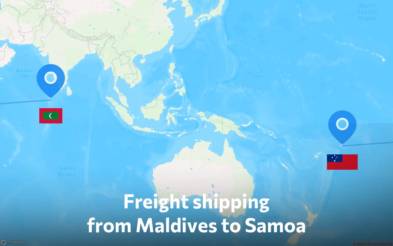 Shipping route from Maldives to Samoa