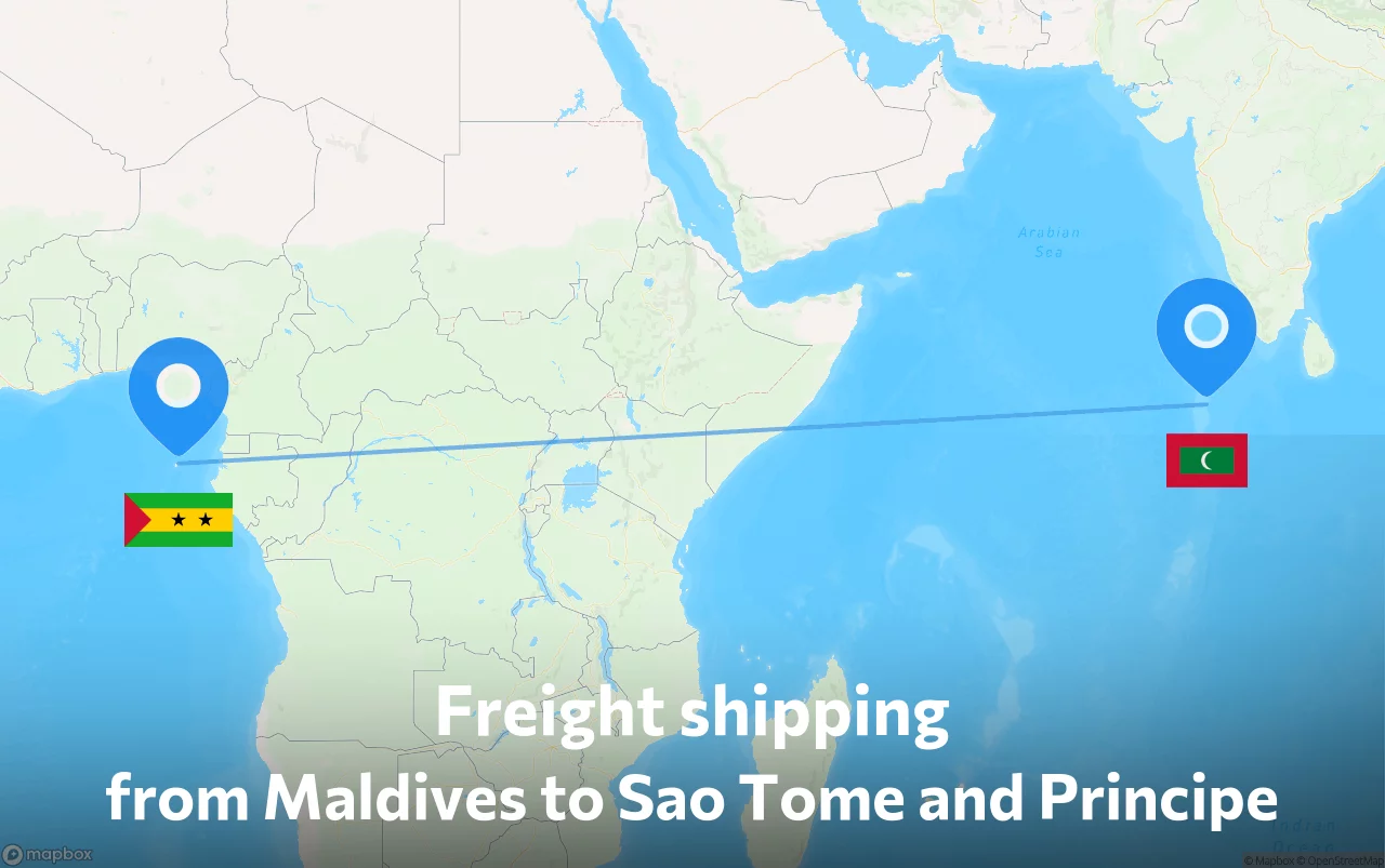 Shipping route from Maldives to Sao Tome and Principe