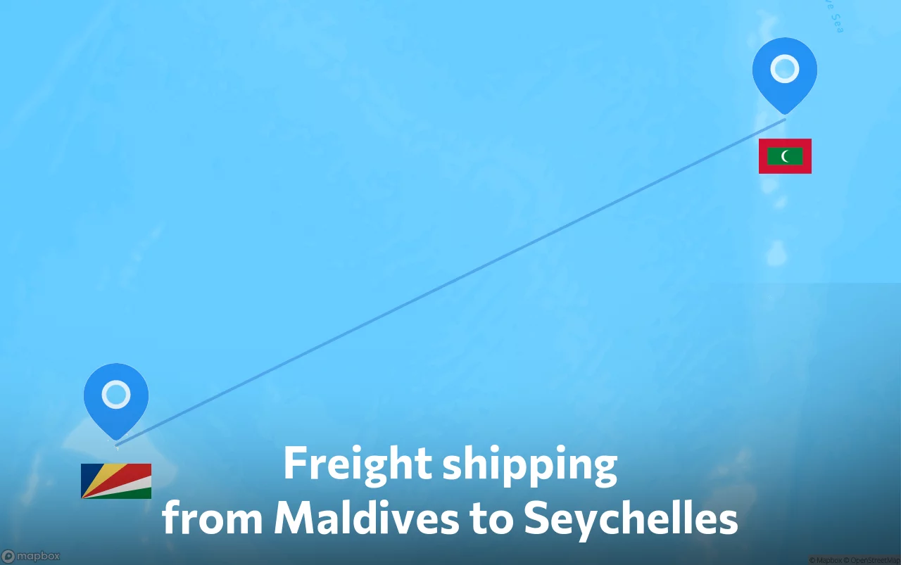 Shipping route from Maldives to Seychelles