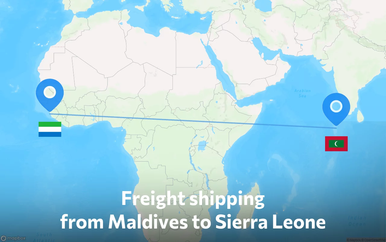 Shipping route from Maldives to Sierra Leone
