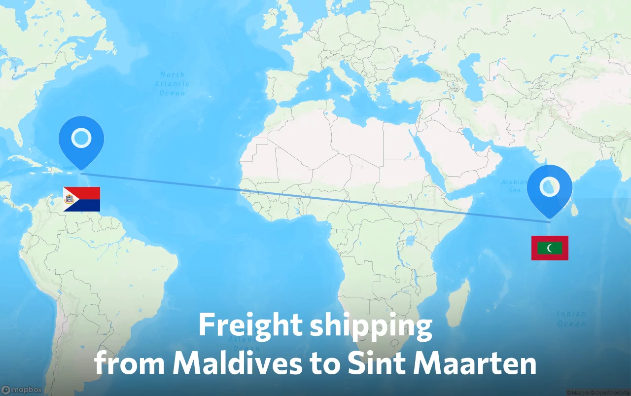 Shipping route from Maldives to Sint Maarten