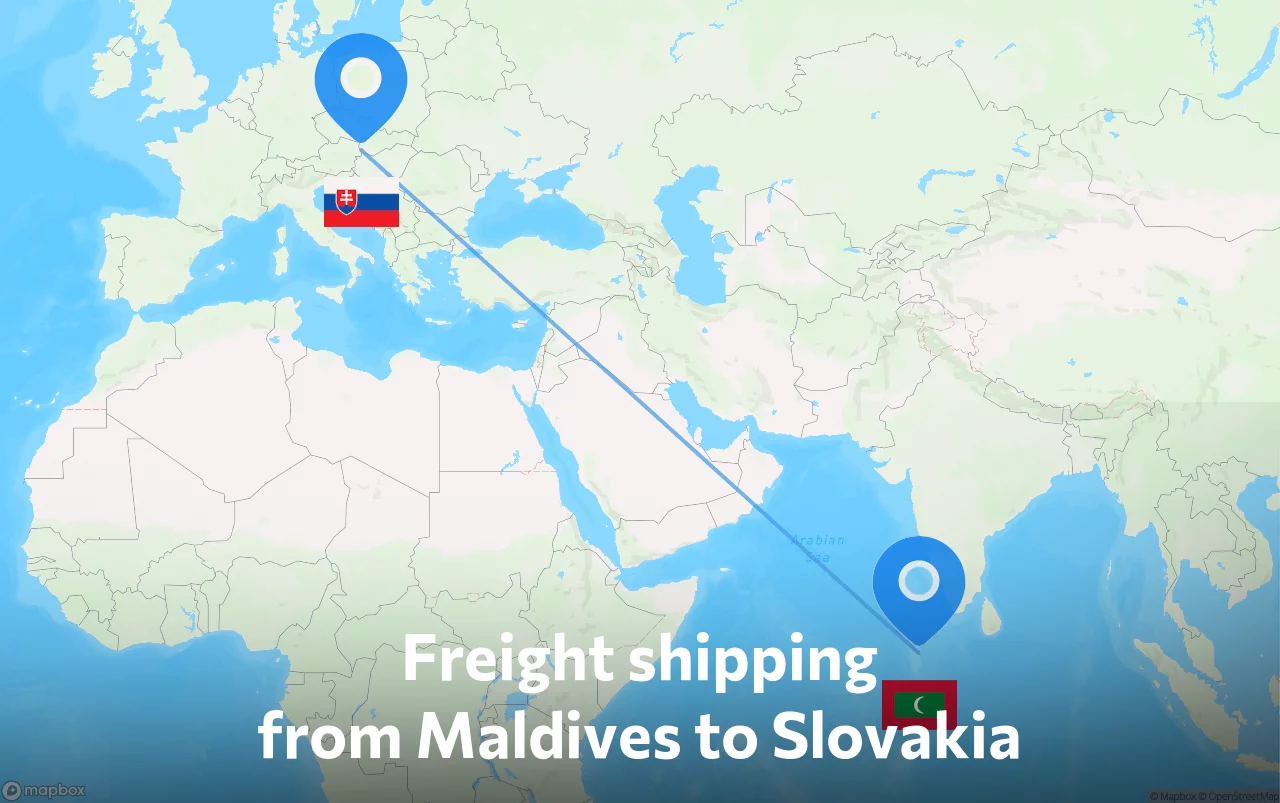 Shipping route from Maldives to Slovakia