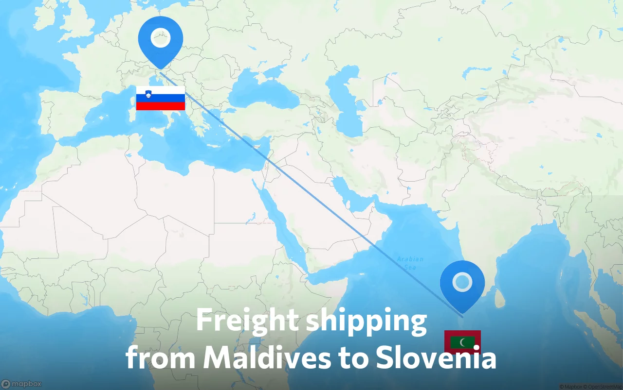 Shipping route from Maldives to Slovenia